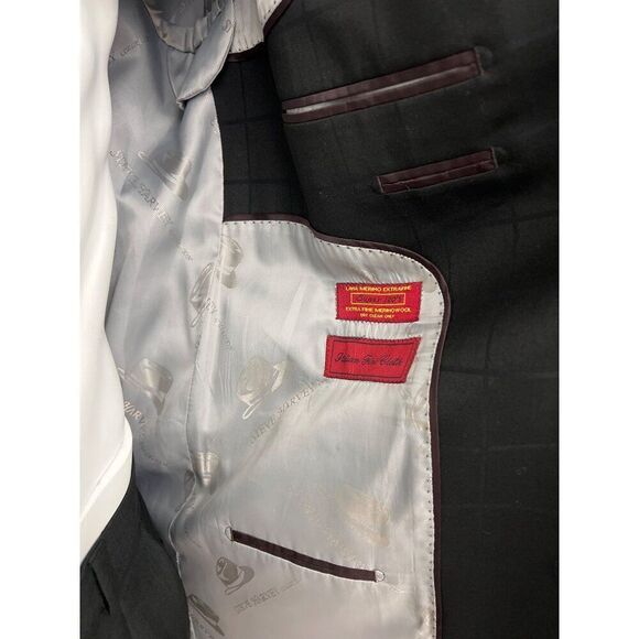 Steve Harvey Men Black Extra Fine Merino Wool Jacket Size 44R - Picture 11 of 14